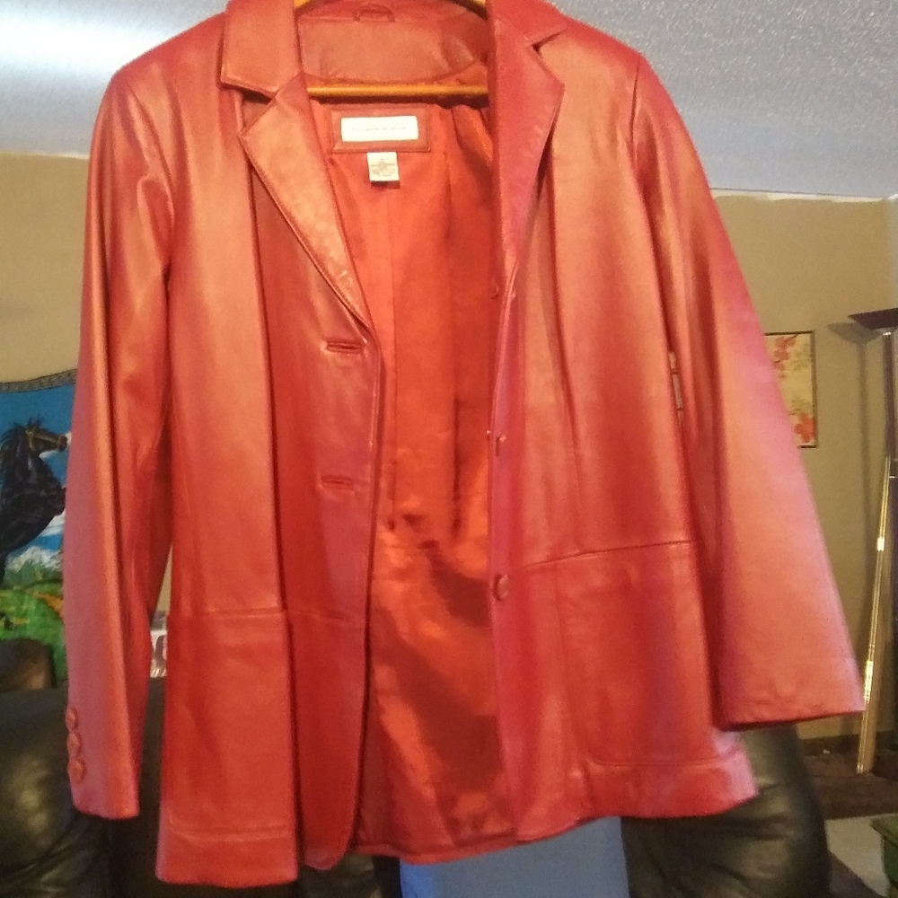 Red leather jacket
